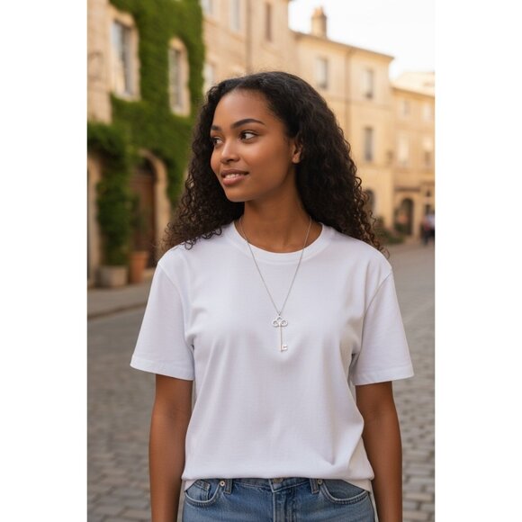 Tiffany & Co. Sterling Silver Key Pendant Necklace 30" - Picture 1 of 10